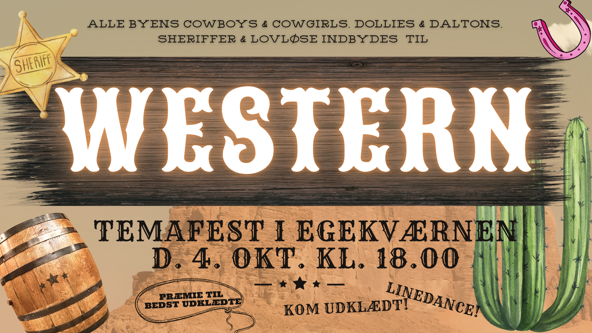 Plakat for fest med westerntema